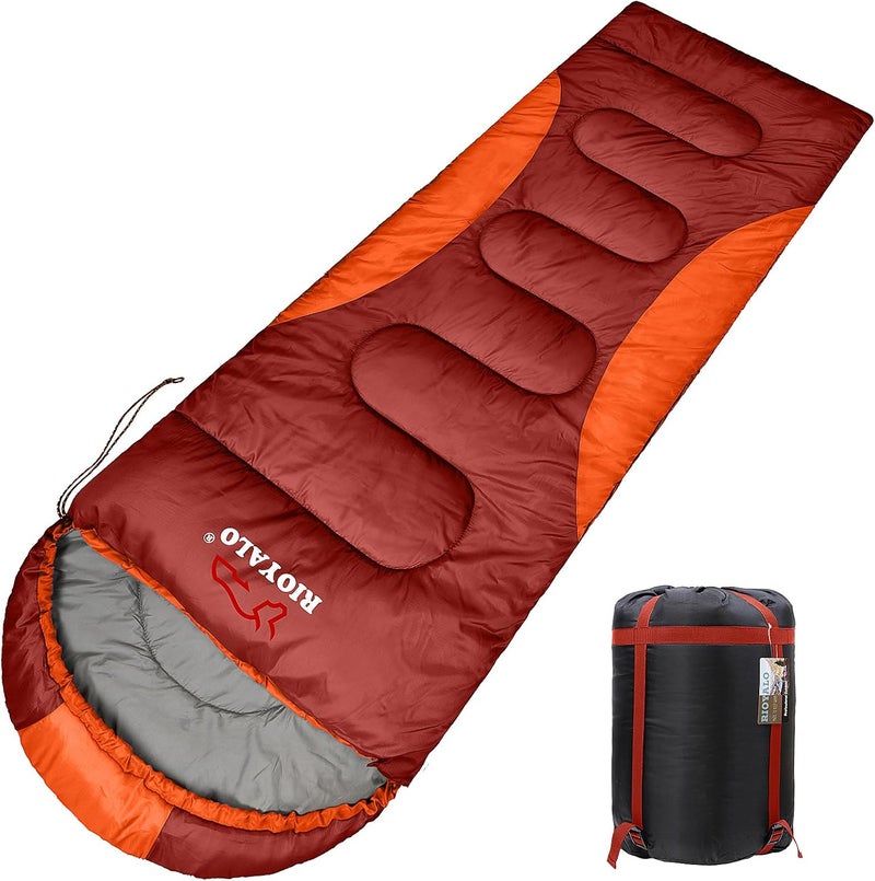 rioyalo 0 Degree Winter Sleeping Bags for Adults Camping (450GSM) - Temp Range (5F–32F) Portable Waterproof Compression Sack- Camping Sleeping Bags for Big and Tall in Env Hoodie: Backpacking Hiking 4 Season - Image 1